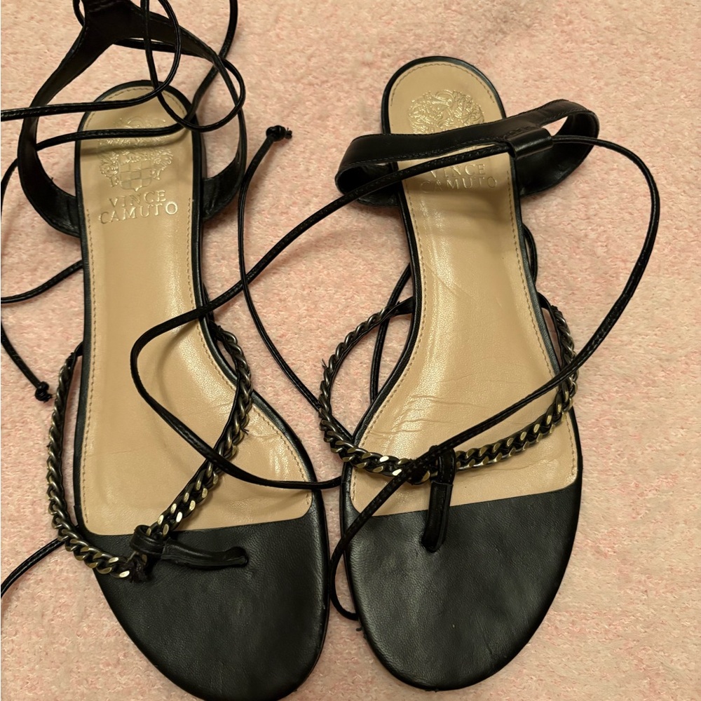 Vince Camuto Black and Gold Women's Sandals